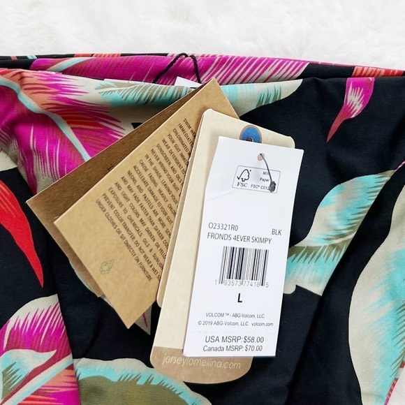 NWT Volcom Friends 4ever Skimpy Floral Palm Print Cheeky Bikini Bottoms - Picture 6 of 8